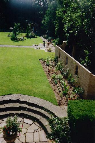 The wall and planting from above