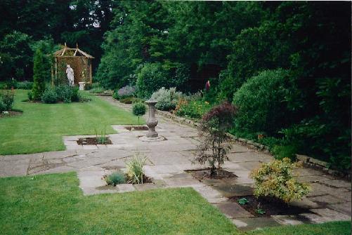 The planters in the York stone path