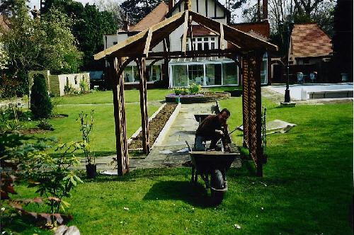 The second pergola - with the path flanked by the long bed